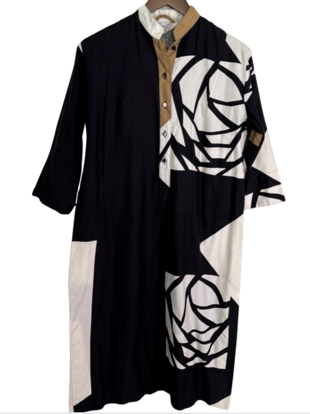 Vintage Catherine Ogust Penthouse Gallery Abstract Patterned Tunic Midi Dress